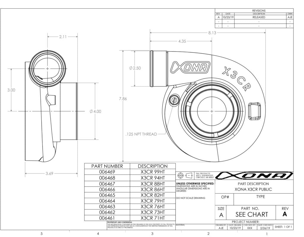 XRC5557SR Reverse Rotation Ball Bearing Turbocharger – Xona Rotor